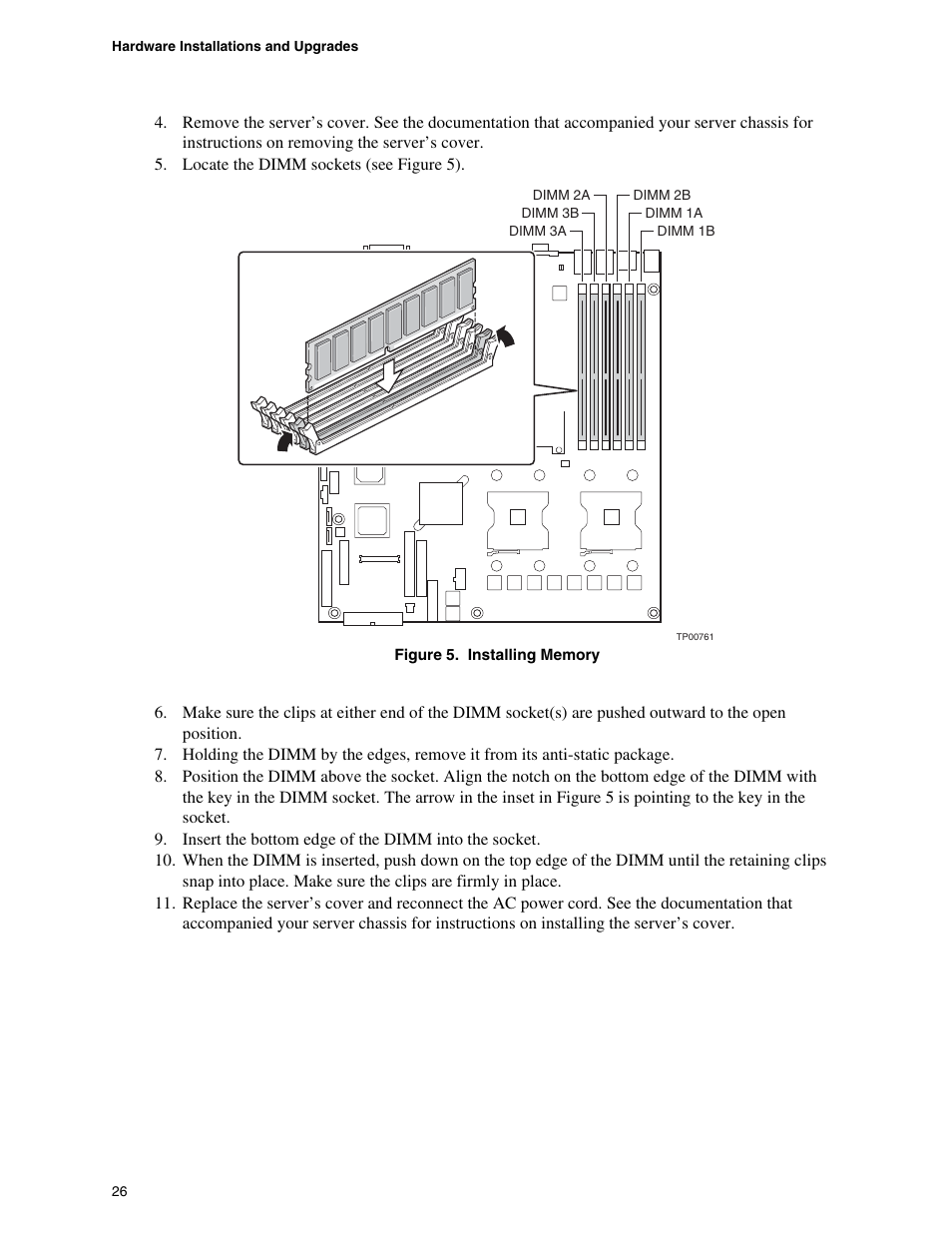 Figure 5. installing memory | Intel SE7520JR2 User Manual | Page 26 / 63