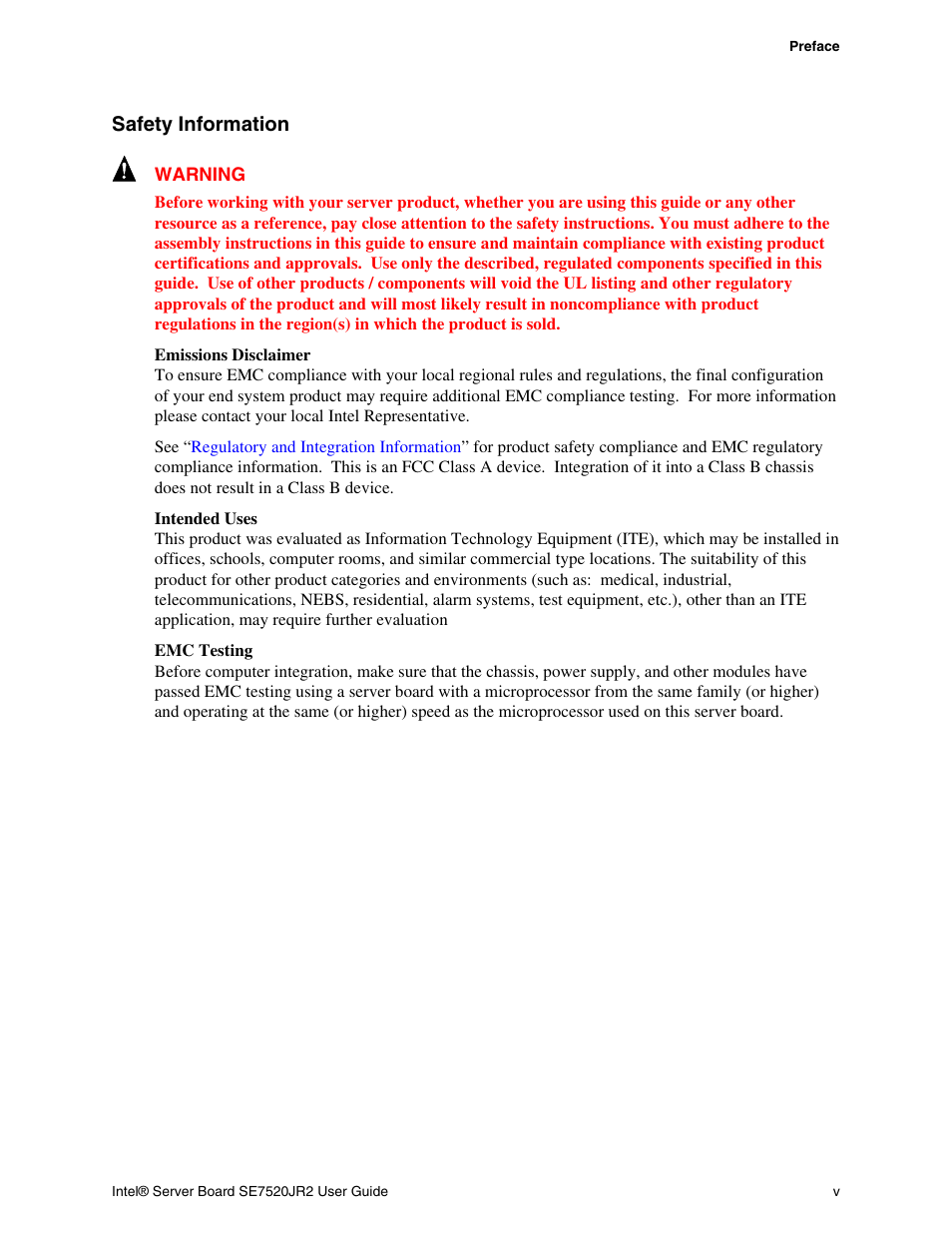 Safety information | Intel SE7520JR2 User Manual | Page 5 / 63