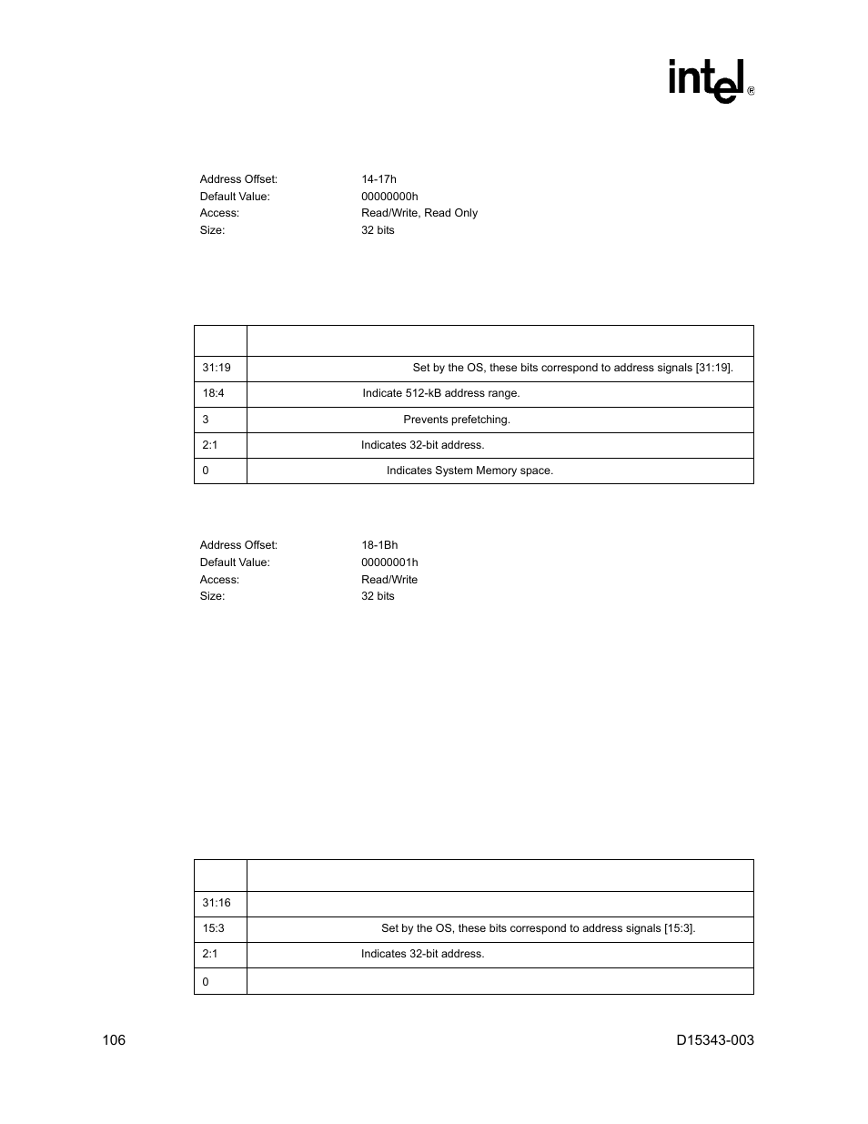 12 iobar - i/o base address register (device #2), 12 iobar – i/o base address register (device #2) | Intel D15343-003 User Manual | Page 106 / 166