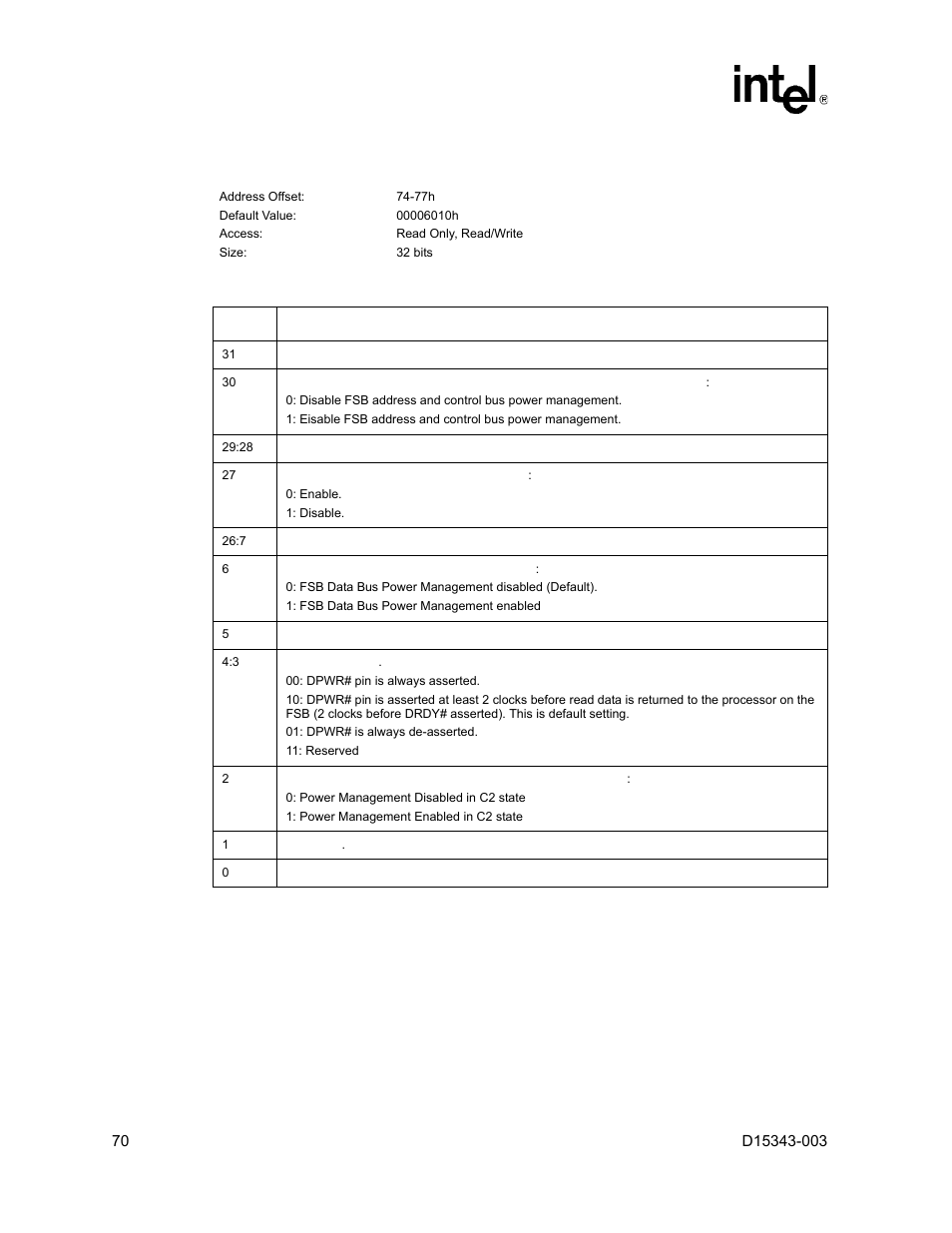 Intel D15343-003 User Manual | Page 70 / 166