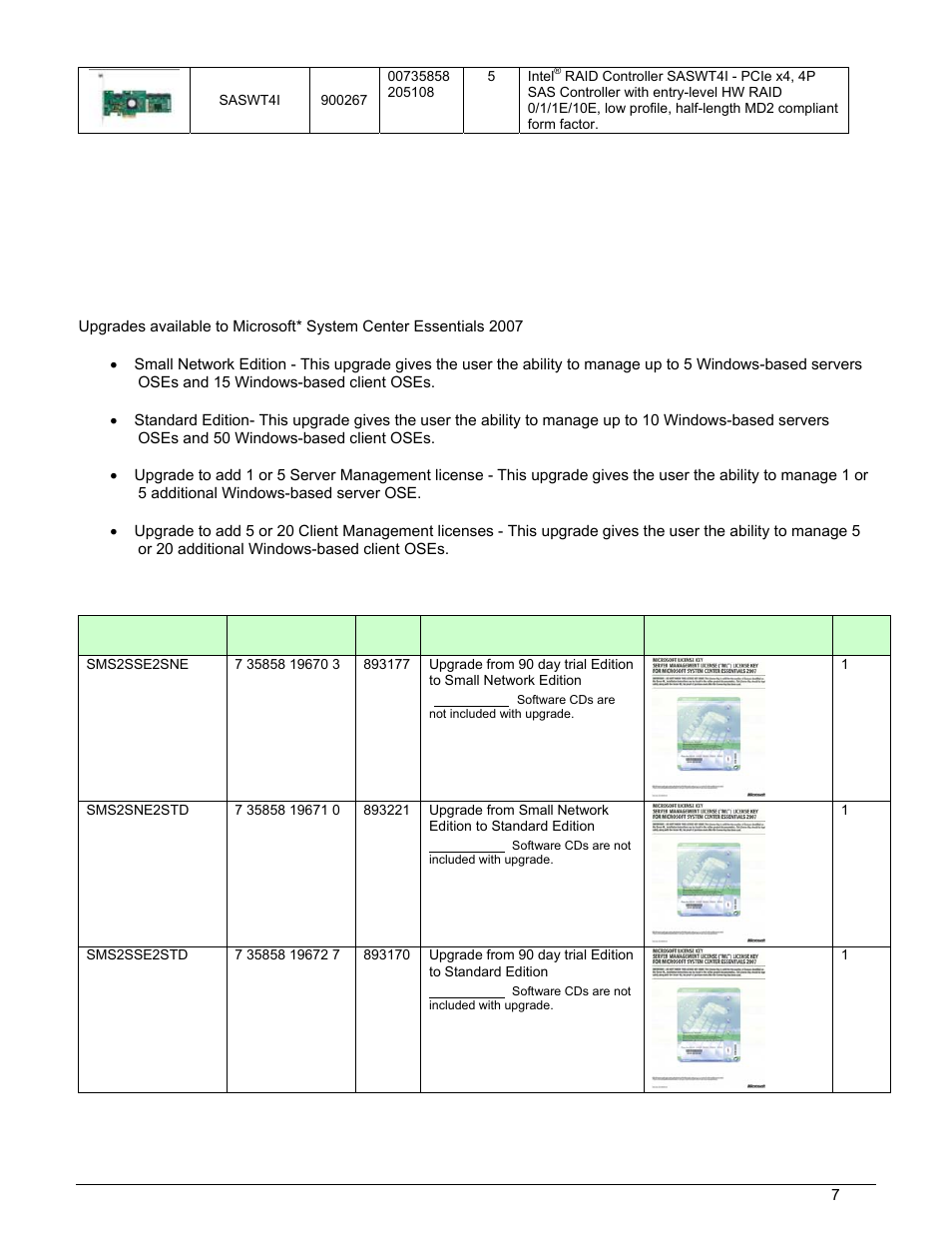 8 intel, System management software – upgrade order codes | Intel SR1690WB User Manual | Page 7 / 9