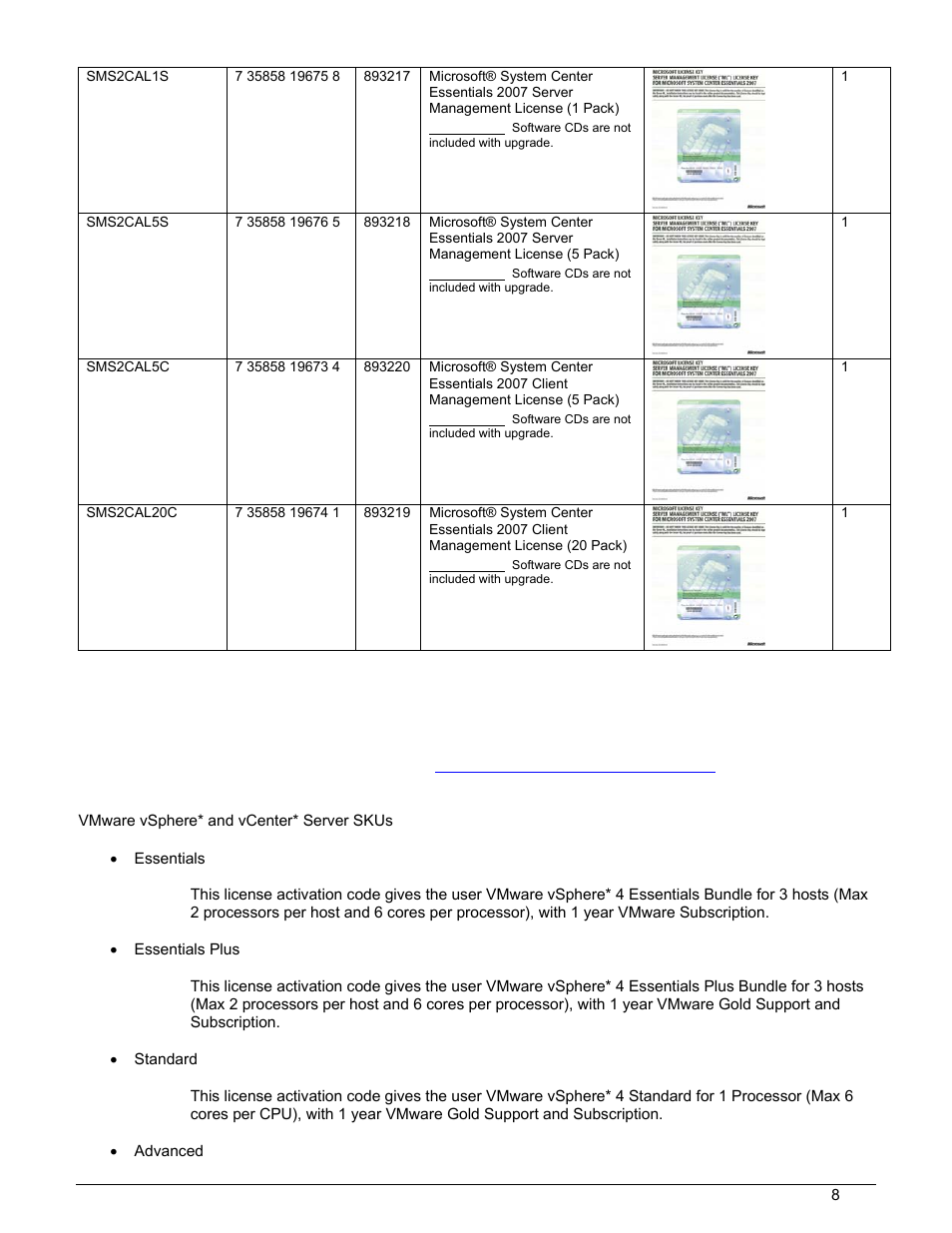 9 vmware vsphere* and vcenter* server skus | Intel SR1690WB User Manual | Page 8 / 9