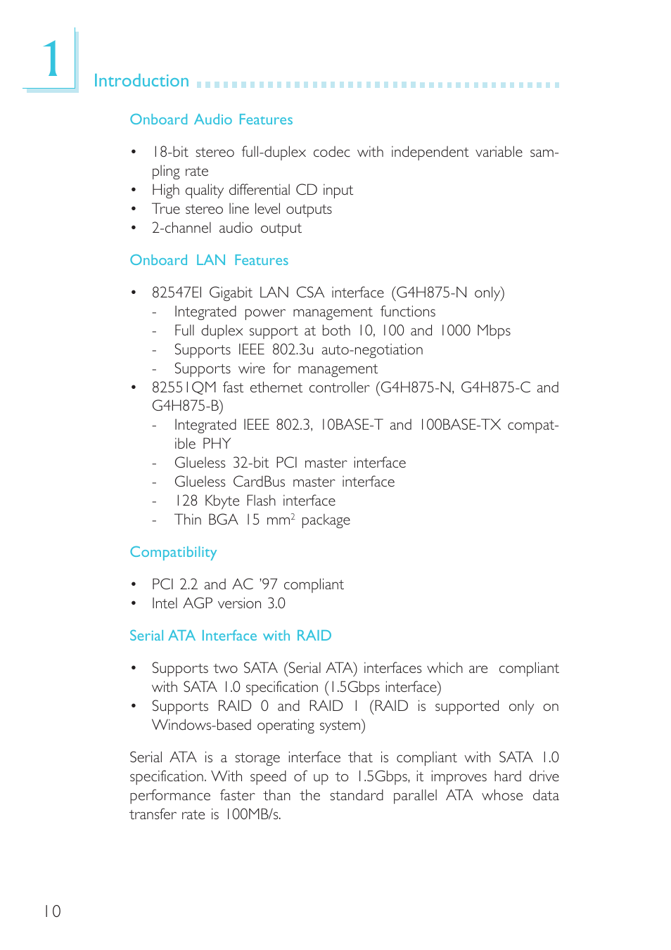 Intel System Board G4H875-B User Manual | Page 10 / 129