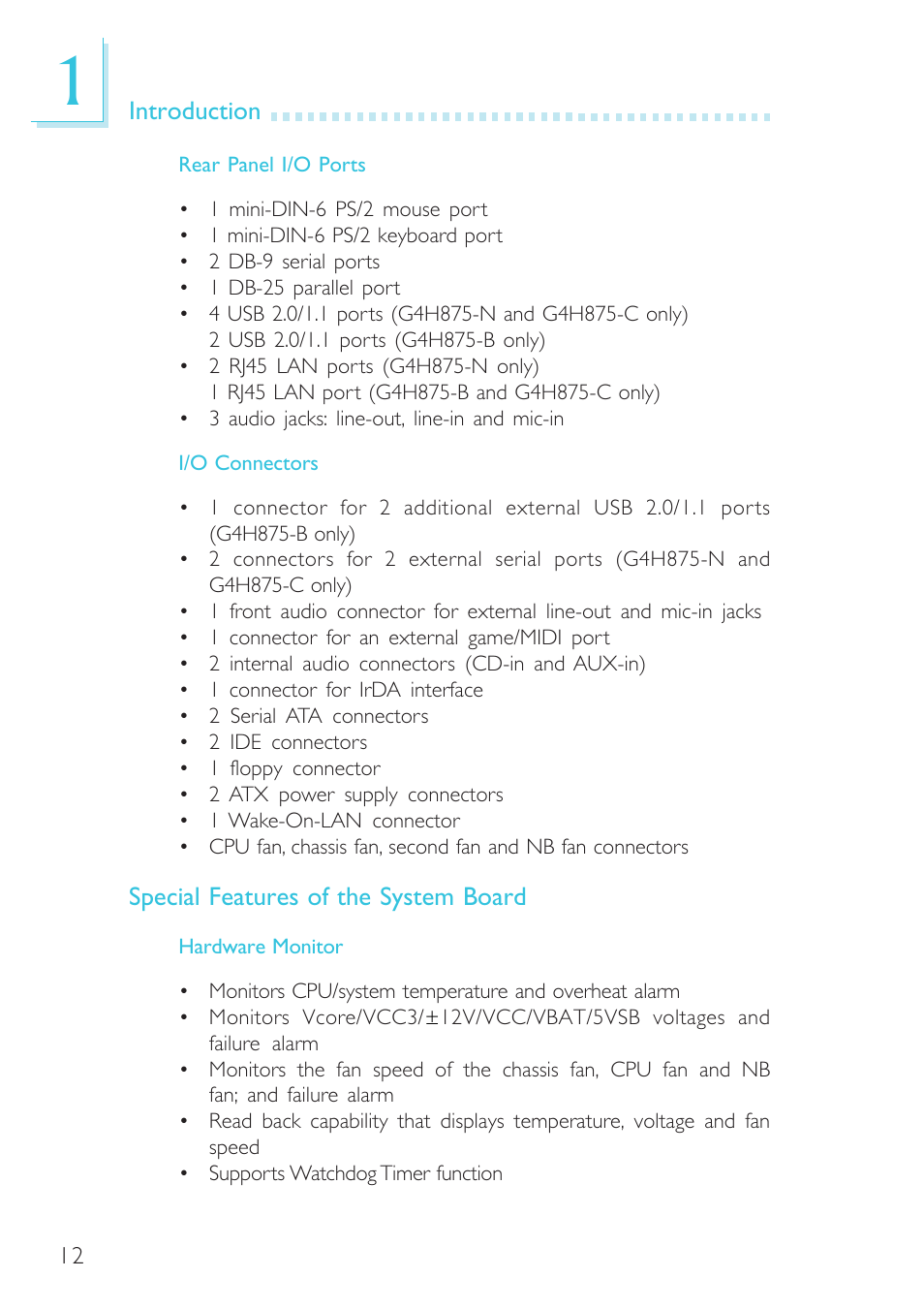 Intel System Board G4H875-B User Manual | Page 12 / 129