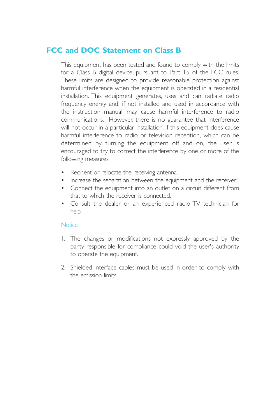 Fcc and doc statement on class b | Intel System Board G4H875-B User Manual | Page 3 / 129