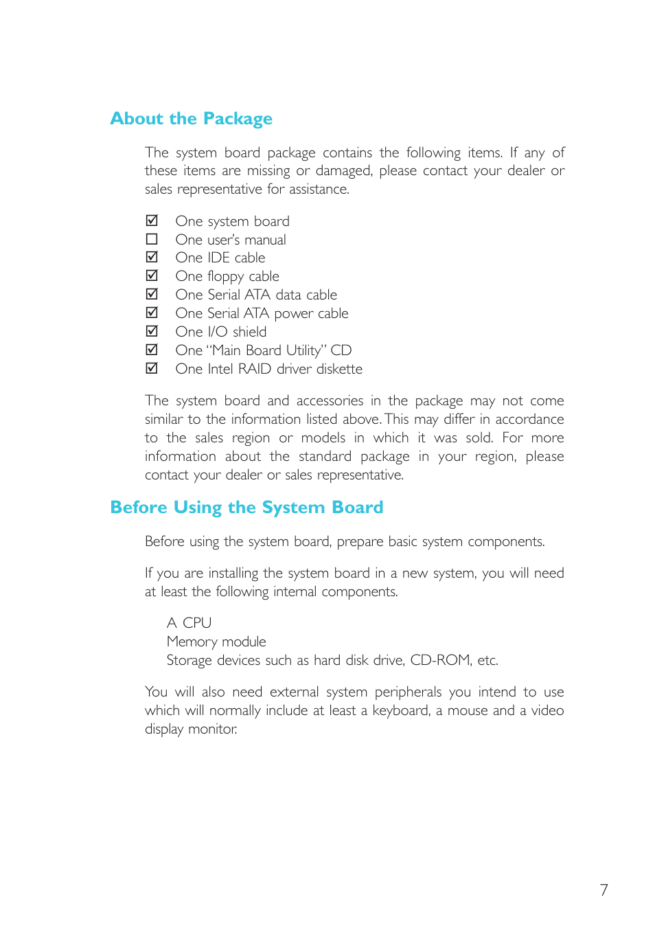 Intel System Board G4H875-B User Manual | Page 7 / 129