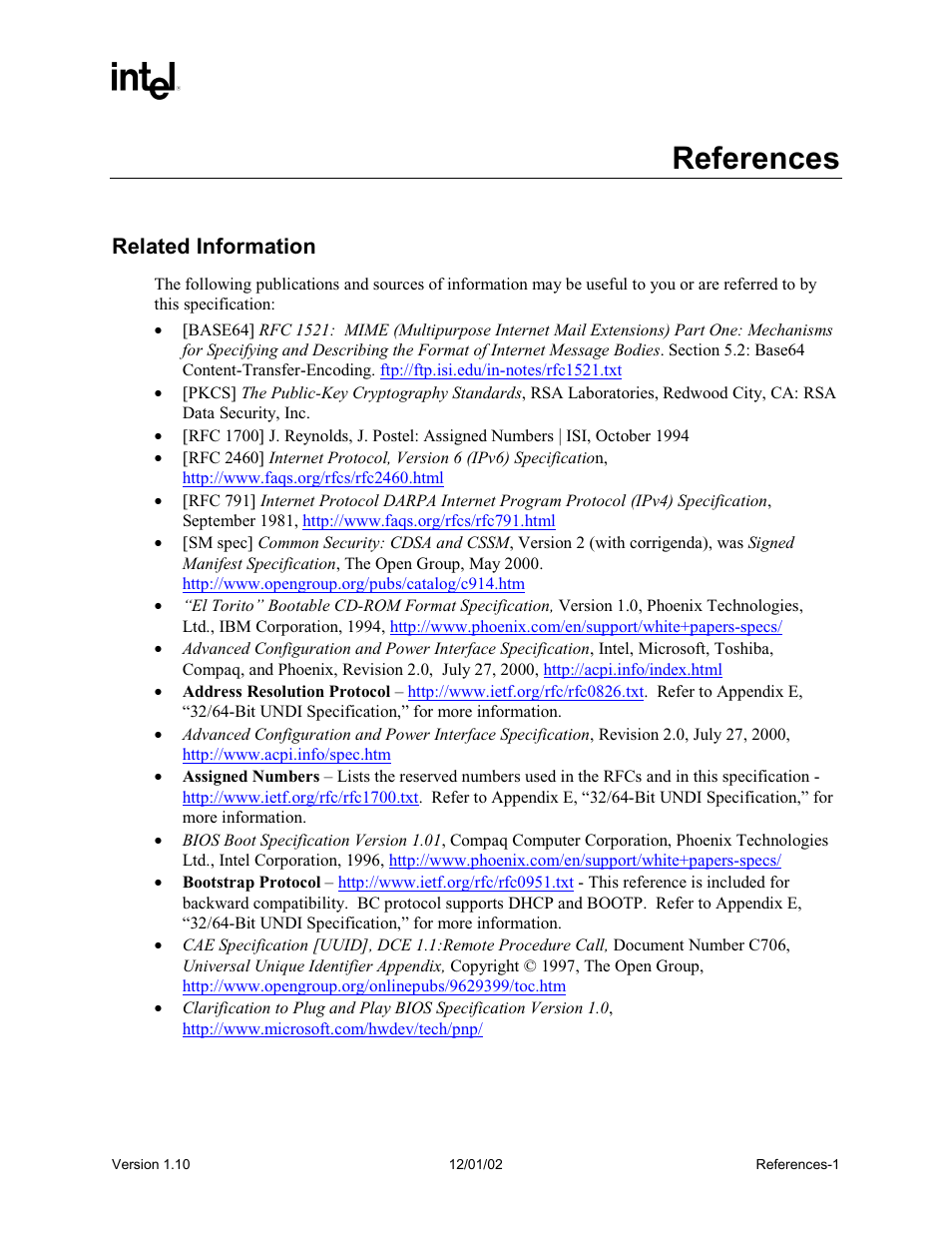 References, Related information | Intel Extensible Firmware Interface User Manual | Page 1043 / 1084