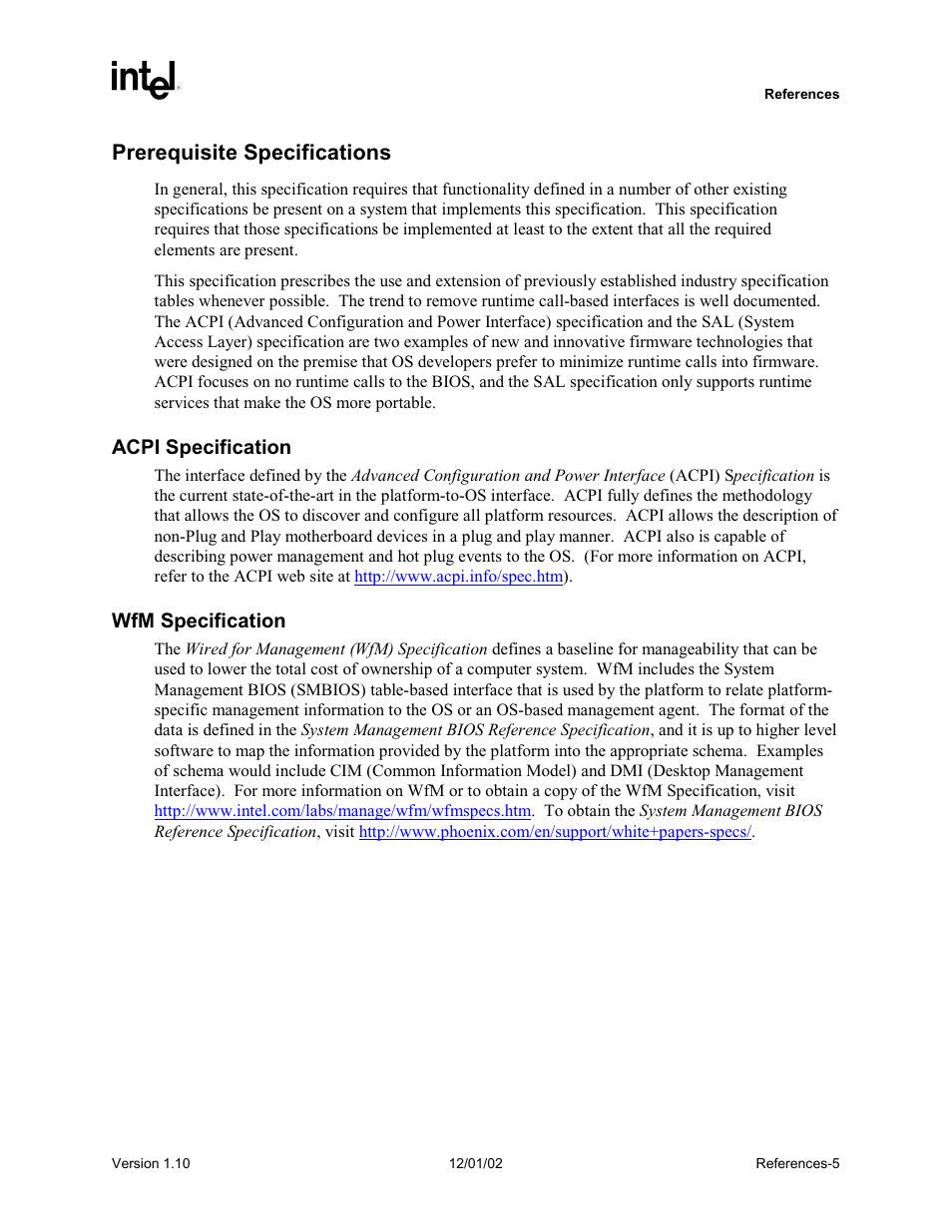 Prerequisite specifications | Intel Extensible Firmware Interface User Manual | Page 1047 / 1084