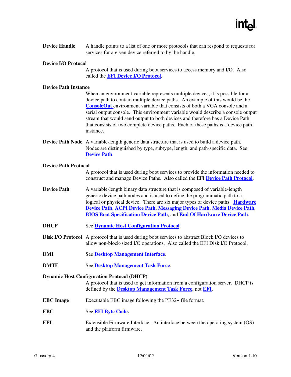 Device path, Dhcp, Device handle | Dmtf, By the | Intel Extensible Firmware Interface User Manual | Page 1052 / 1084