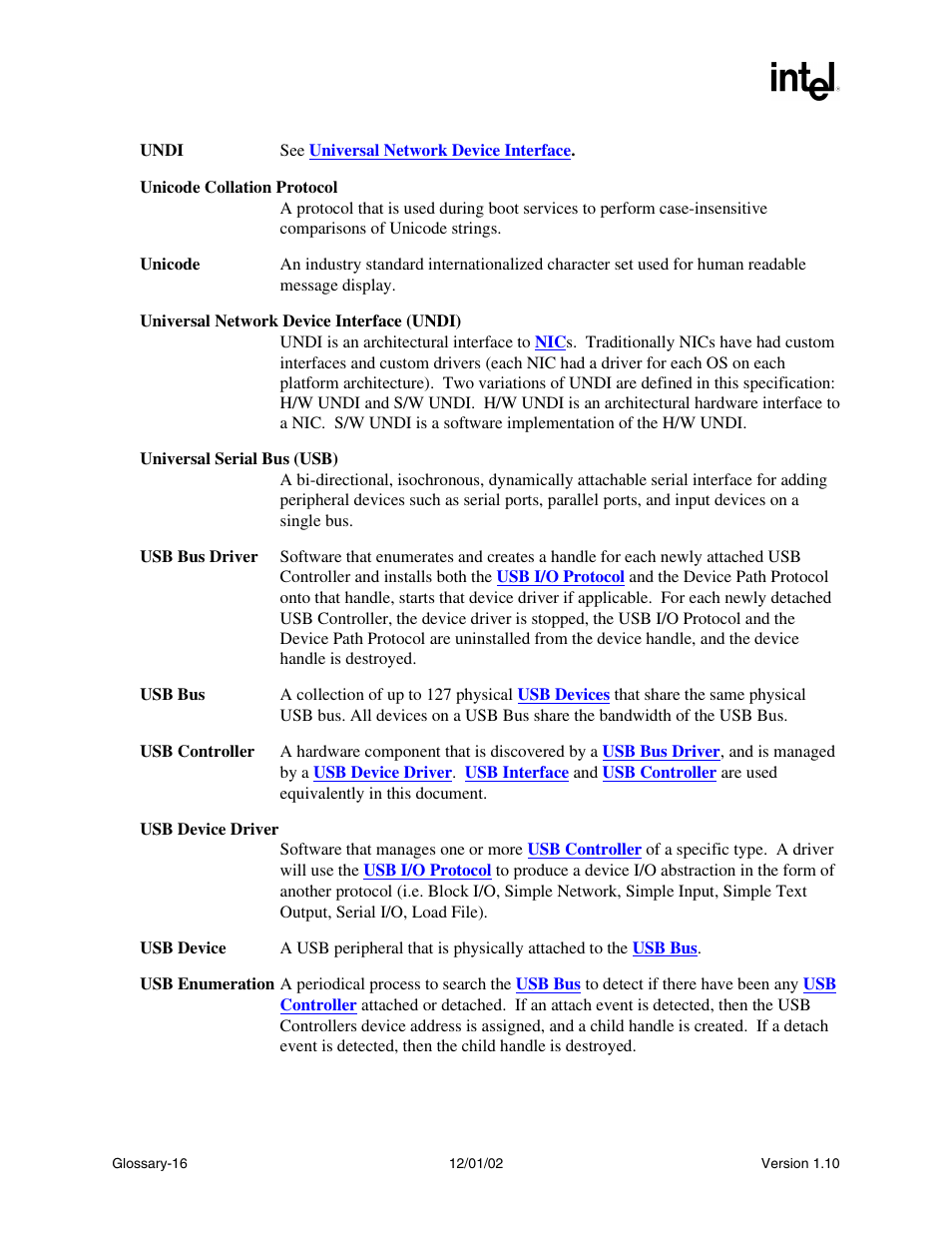 Undi, Spec, Unicode | Intel Extensible Firmware Interface User Manual | Page 1064 / 1084