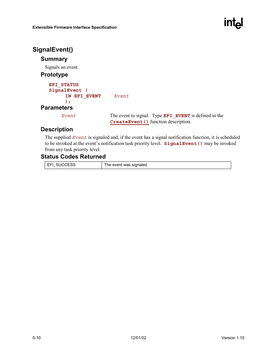 Signalevent() | Intel Extensible Firmware Interface User Manual | Page 108 / 1084