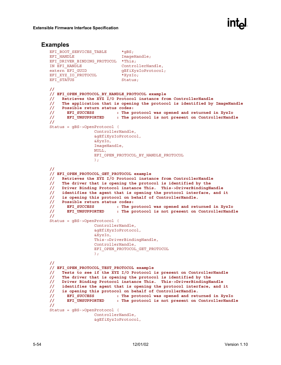 Examples | Intel Extensible Firmware Interface User Manual | Page 152 / 1084