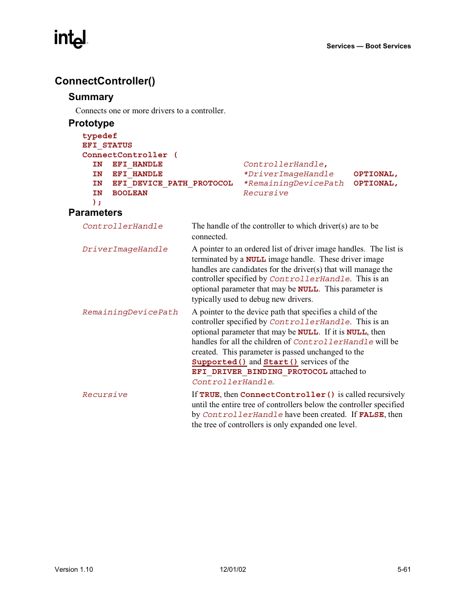 Connectcontroller() | Intel Extensible Firmware Interface User Manual | Page 159 / 1084