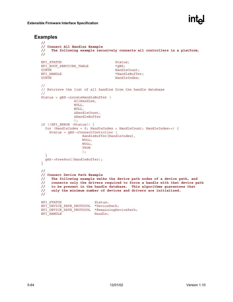Examples | Intel Extensible Firmware Interface User Manual | Page 162 / 1084