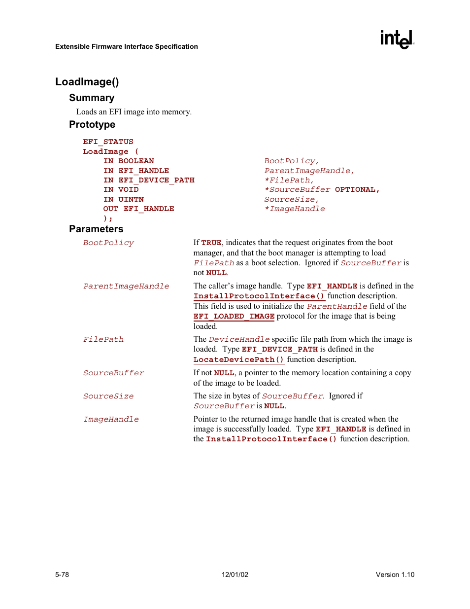 Loadimage(), Which | Intel Extensible Firmware Interface User Manual | Page 176 / 1084