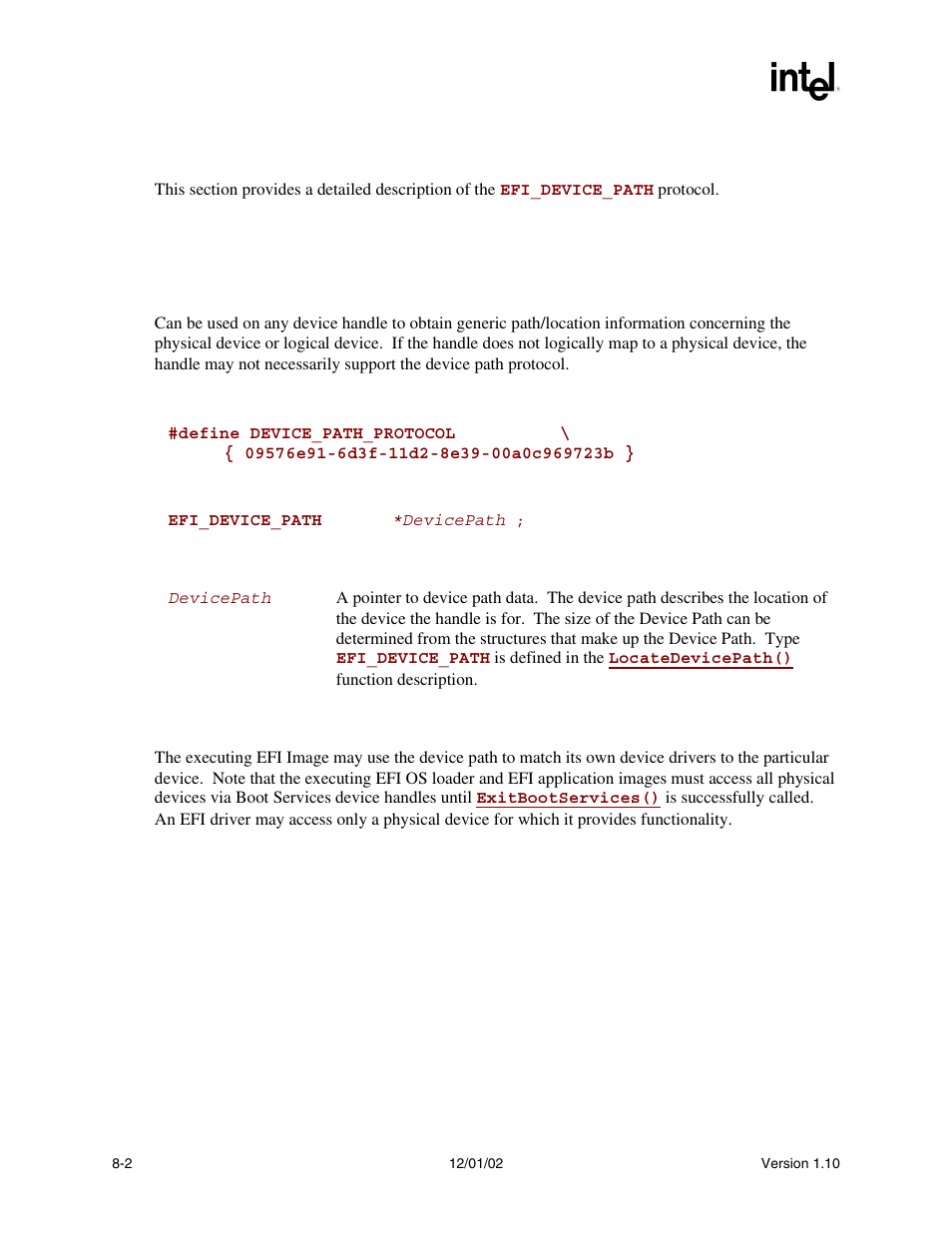 2 efi_device_path protocol, Efi_device_path protocol | Intel Extensible Firmware Interface User Manual | Page 222 / 1084