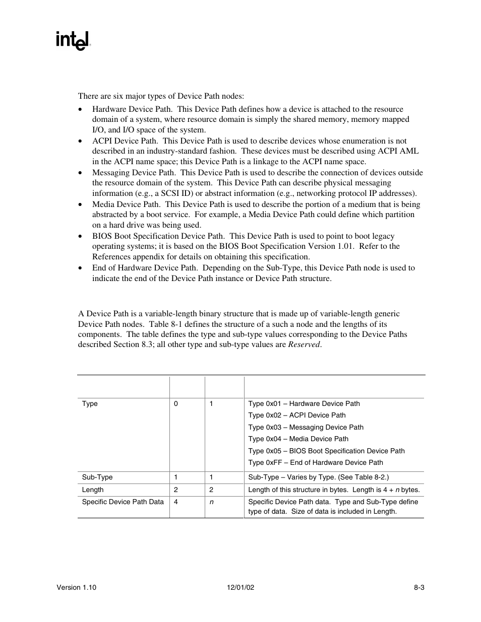 3 device path nodes, 1 generic device path structures | Intel Extensible Firmware Interface User Manual | Page 223 / 1084