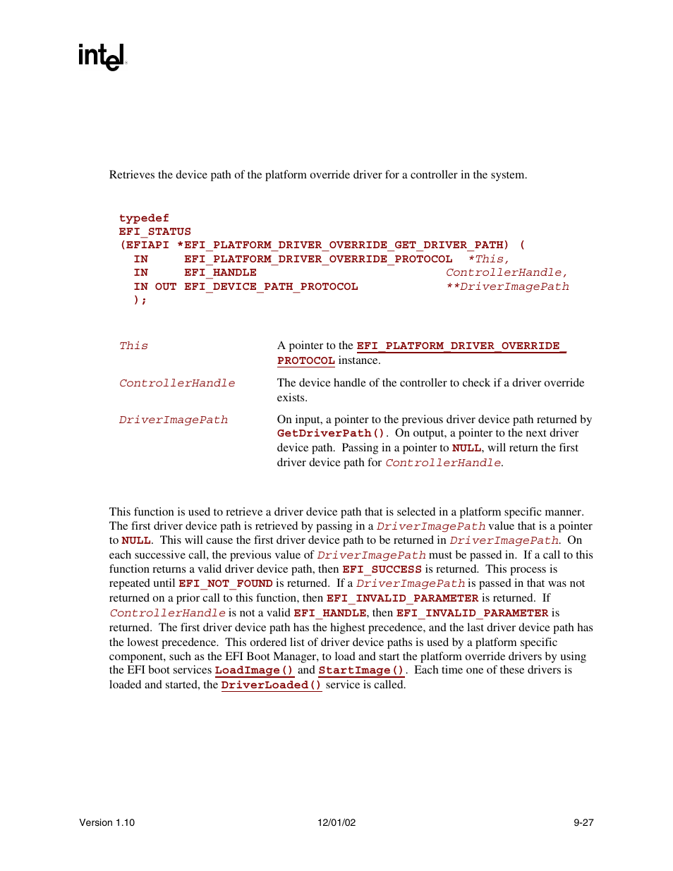 Getdriverpath(), Func, E the | Serv | Intel Extensible Firmware Interface User Manual | Page 269 / 1084