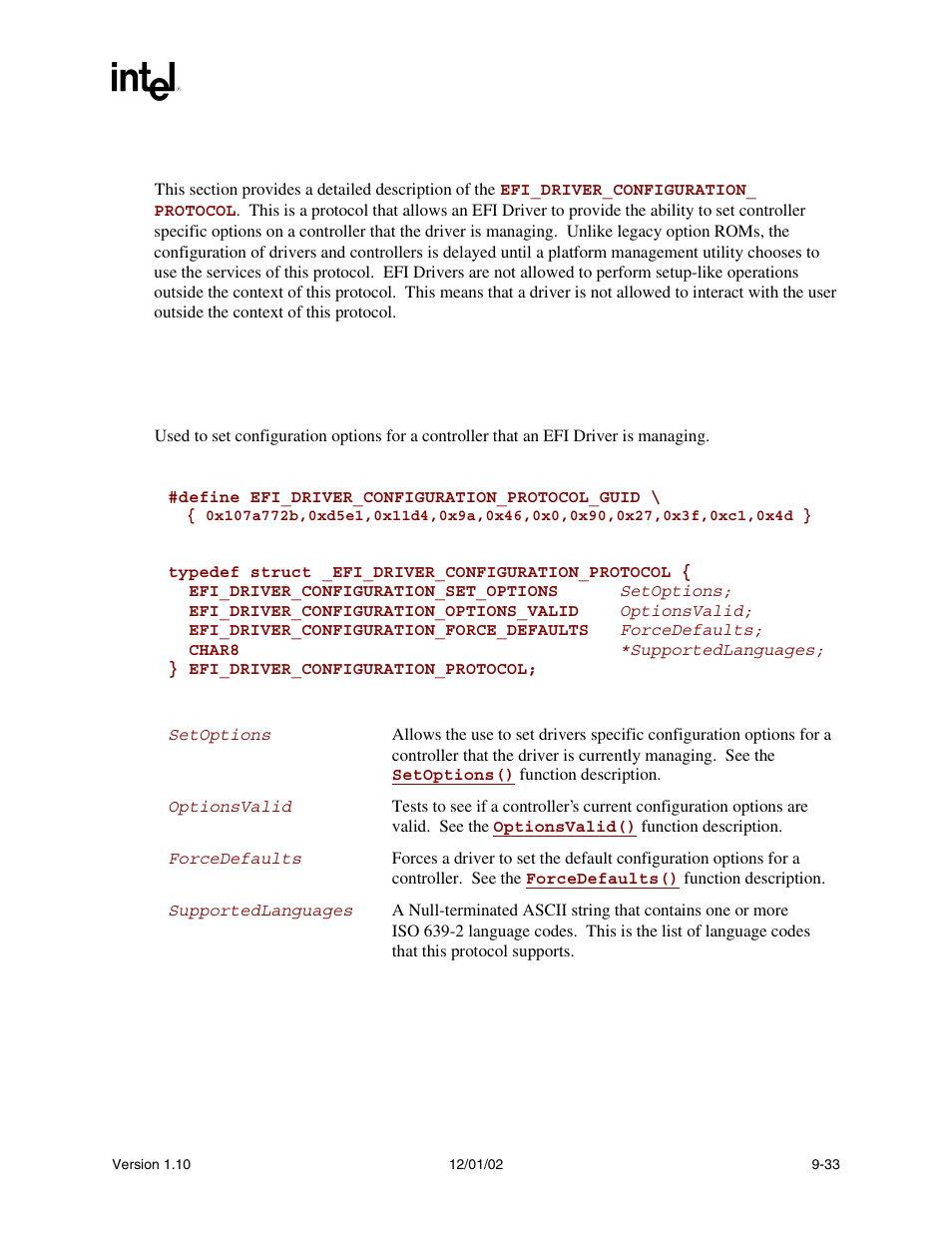 4 efi driver configuration protocol, Efi_driver_configuration_protocol, Driver_configuration | Driver, Configuration protocol | Intel Extensible Firmware Interface User Manual | Page 275 / 1084