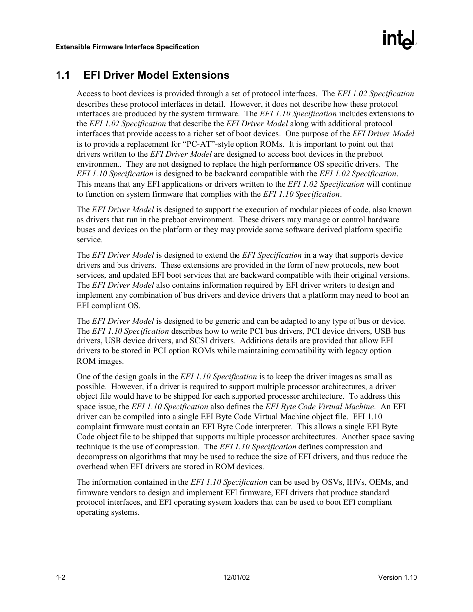 1 efi driver model extensions | Intel Extensible Firmware Interface User Manual | Page 28 / 1084