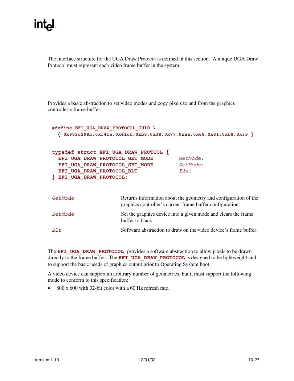 5 uga draw protocol, Efi_uga_draw_protocol, Uga_draw | Uga draw protocol, Provi, By the | Intel Extensible Firmware Interface User Manual | Page 321 / 1084