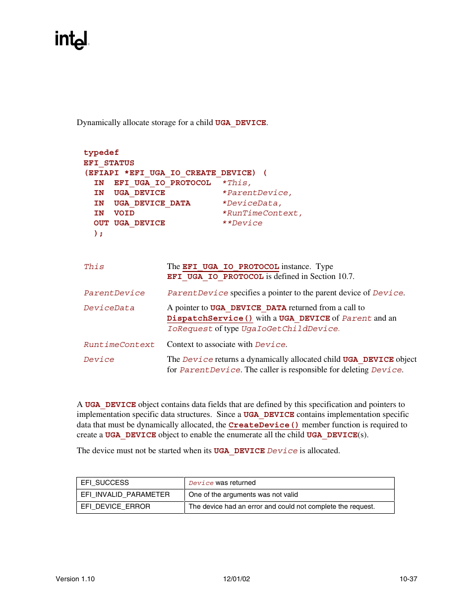 Efi_uga_io_protocol.createdevice(), Createdevice(), With | Intel Extensible Firmware Interface User Manual | Page 331 / 1084