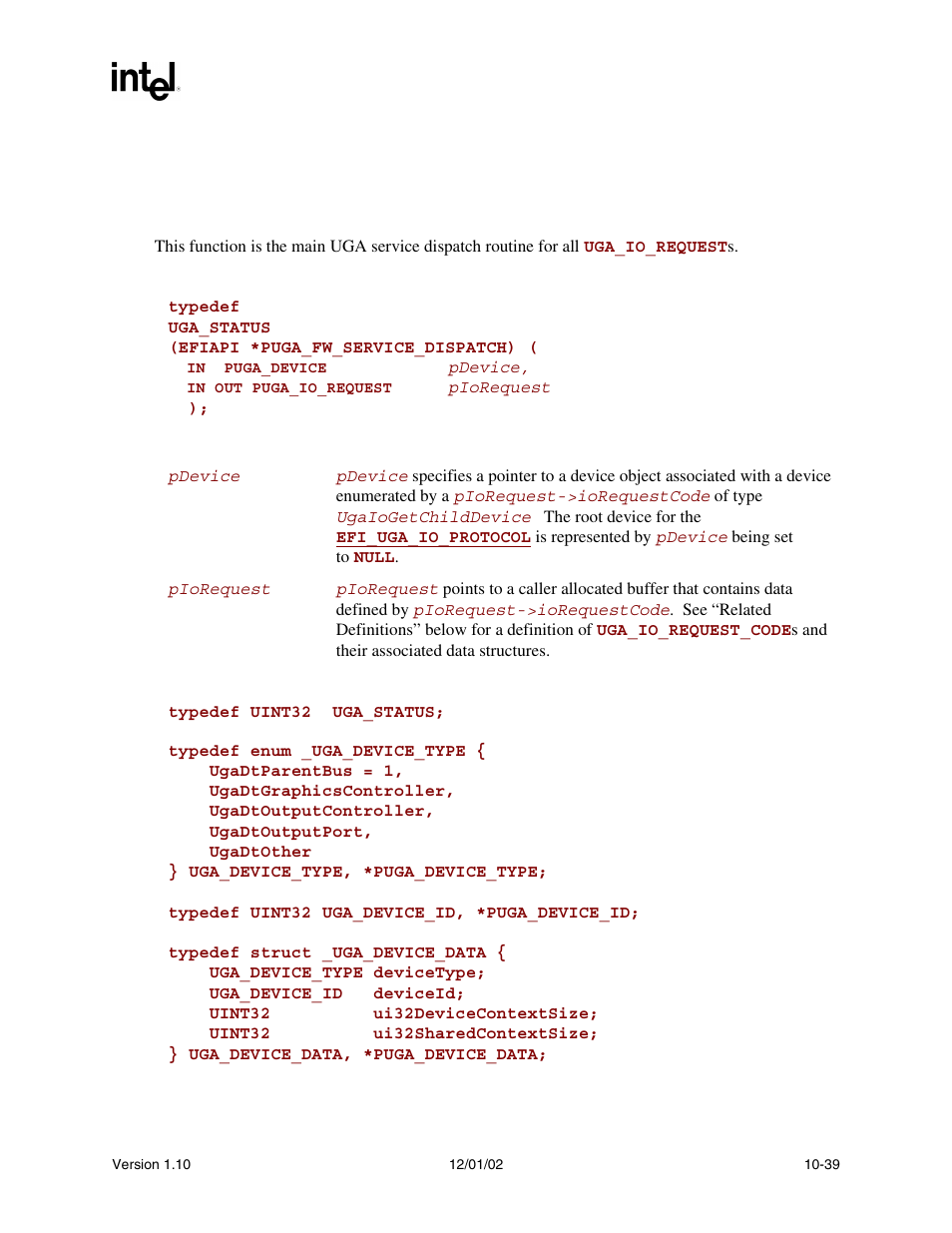 Puga_fw_service_dispatch.dispatchservice(), Dispatchservice(), Efi_uga_io_protocol.dispatchservice() | Intel Extensible Firmware Interface User Manual | Page 333 / 1084