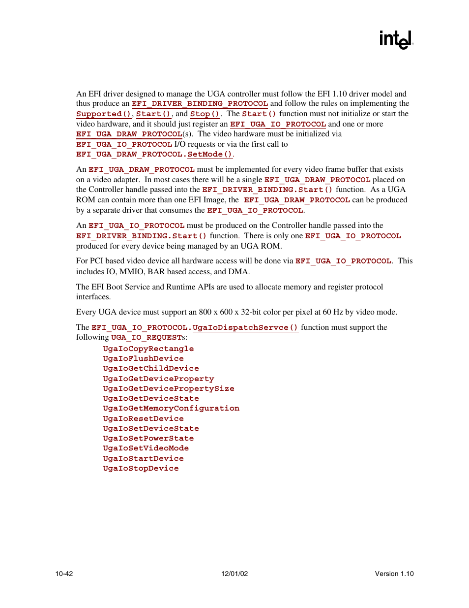 8 implementation rules for an efi uga driver | Intel Extensible Firmware Interface User Manual | Page 336 / 1084