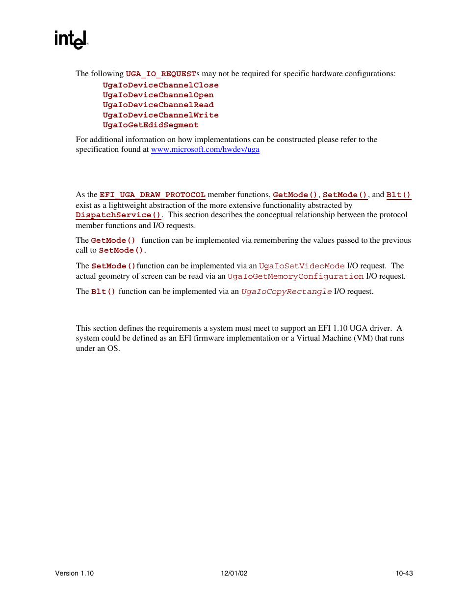 9 uga draw protocol to uga i/o protocol mapping, 1 uga system requirements | Intel Extensible Firmware Interface User Manual | Page 337 / 1084