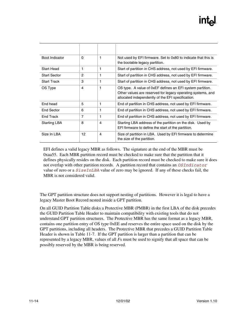 4 legacy master boot record and gpt partitions | Intel Extensible Firmware Interface User Manual | Page 374 / 1084