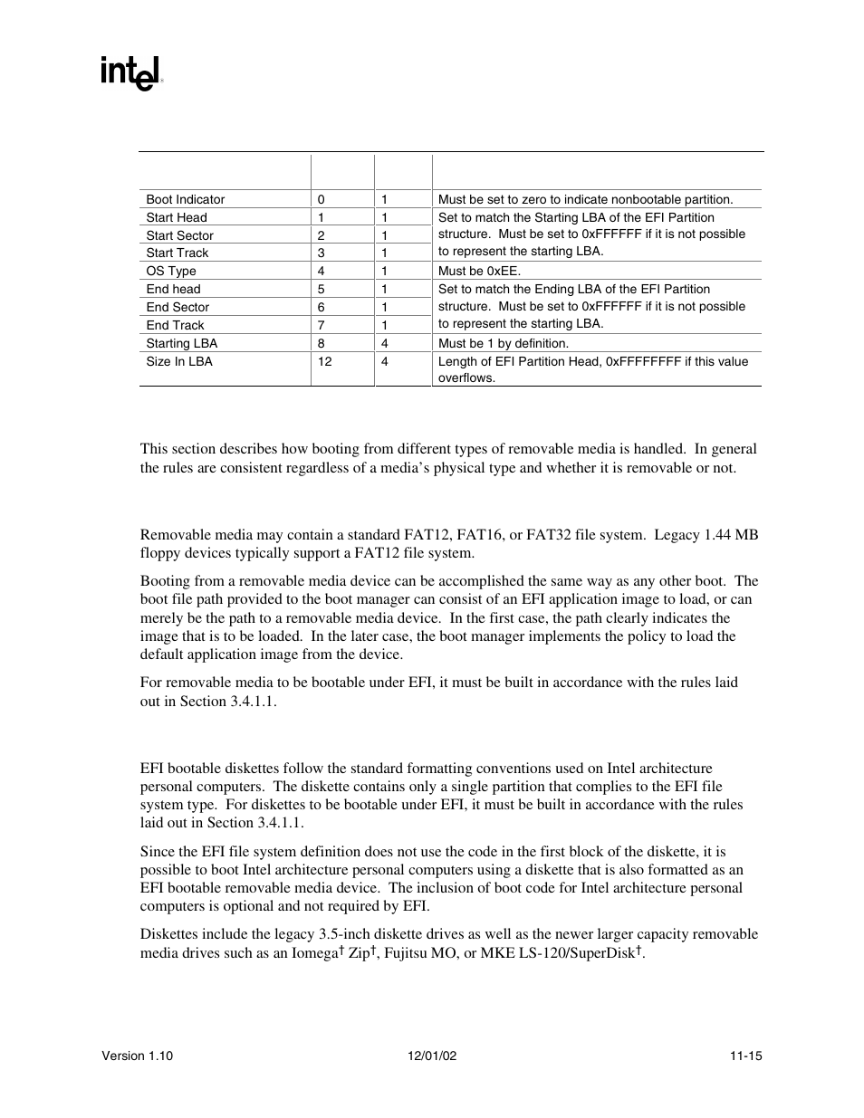 3 media formats, 1 removable media, 2 diskette | Intel Extensible Firmware Interface User Manual | Page 375 / 1084