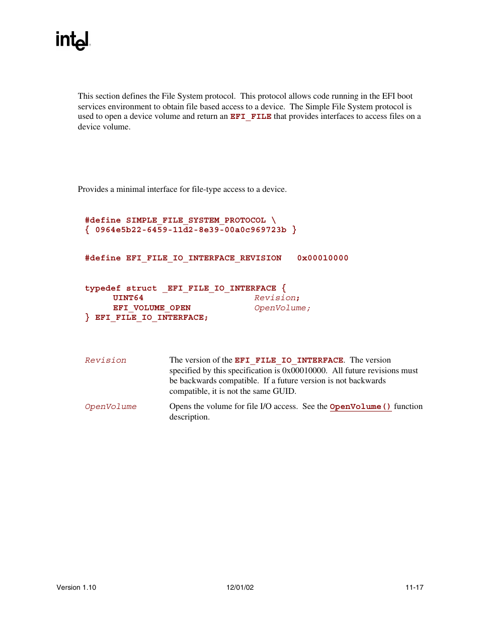 3 file system protocol, Simple file system protocol, Simple_file_system | Simple_file_protocol, Proto | Intel Extensible Firmware Interface User Manual | Page 377 / 1084