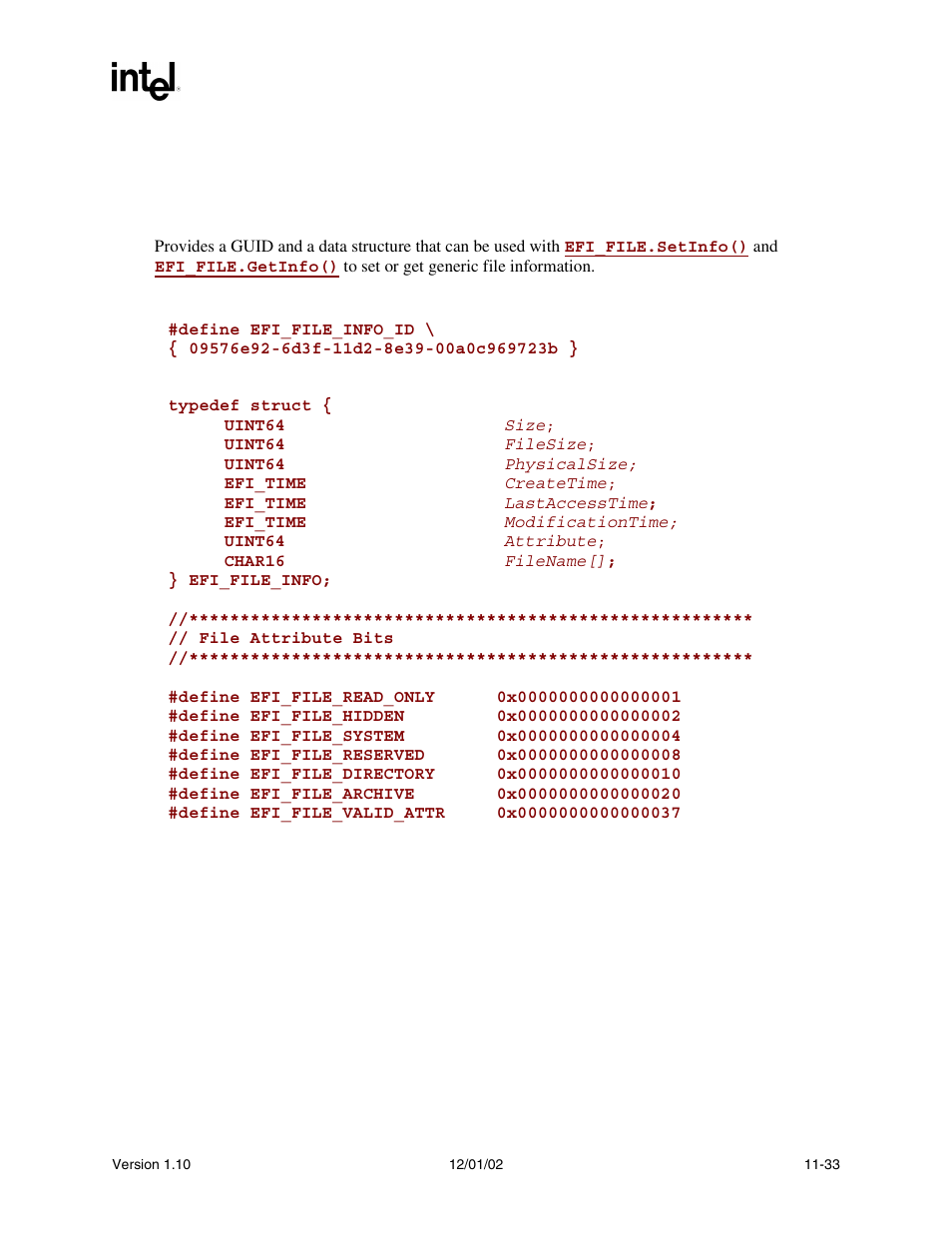 Efi_file_info | Intel Extensible Firmware Interface User Manual | Page 393 / 1084