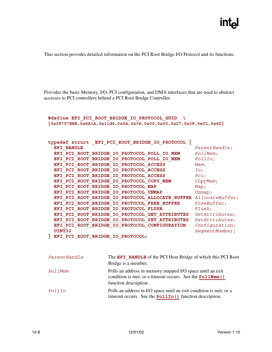 2 pci root bridge i/o protocol, Efi_pci_root_bridge_io_protocol, Pci root bridge i/oprotocol | May a | Intel Extensible Firmware Interface User Manual | Page 426 / 1084