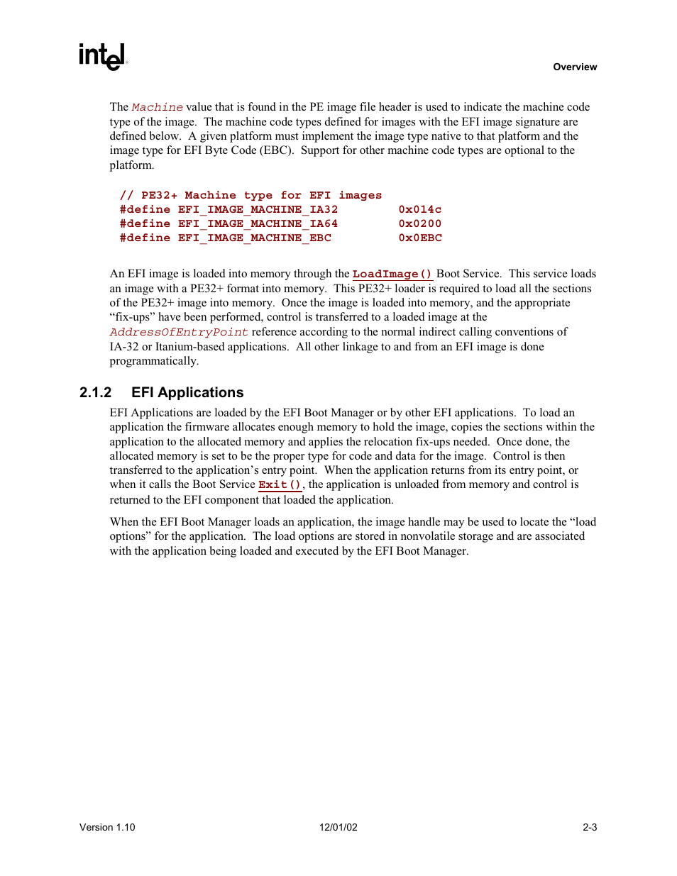 2 efi applications | Intel Extensible Firmware Interface User Manual | Page 43 / 1084