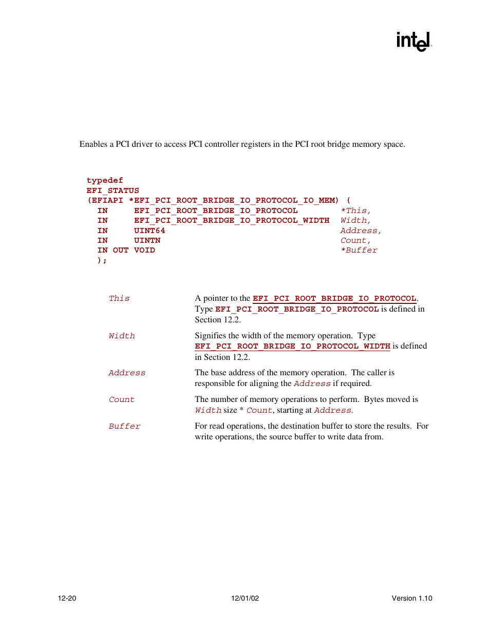 Mem.read(), Func, Mem.write() | Intel Extensible Firmware Interface User Manual | Page 438 / 1084