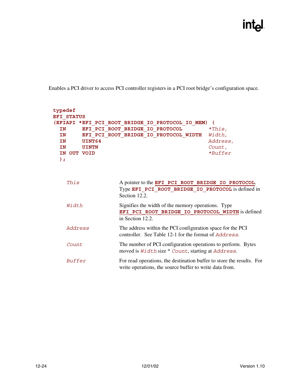 Pci.read(), Func, Pci.write() | Intel Extensible Firmware Interface User Manual | Page 442 / 1084