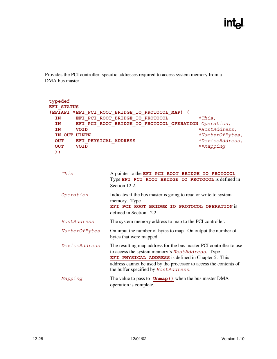 Efi_pci_root_bridge_io_protocol.map(), Map() | Intel Extensible Firmware Interface User Manual | Page 446 / 1084