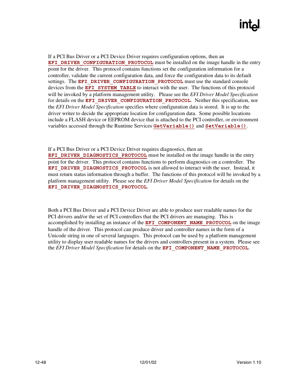 1 driver configuration protocol, 2 driver diagnostics protocol, 3 component name protocol | Intel Extensible Firmware Interface User Manual | Page 466 / 1084