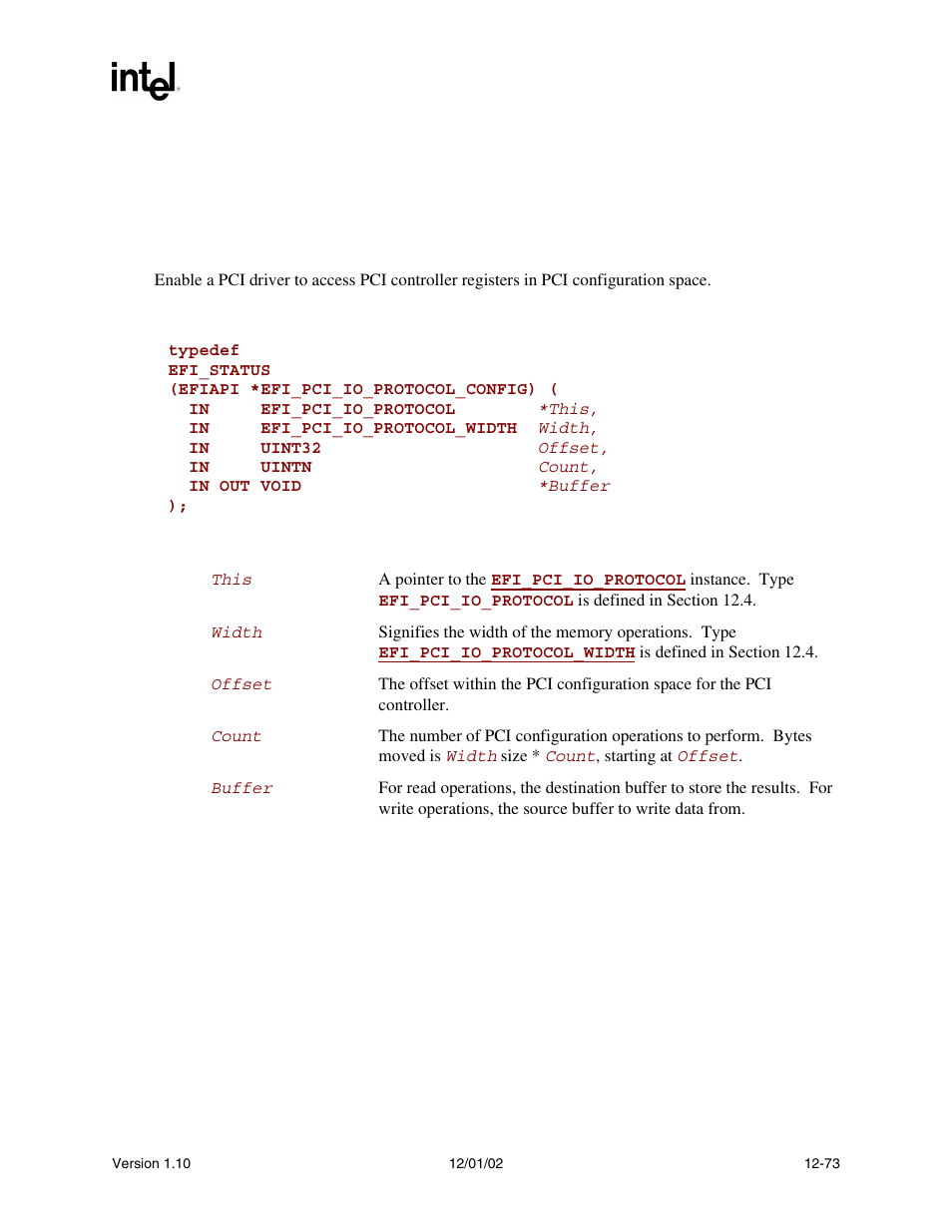 Pci.read(), Pci.write() | Intel Extensible Firmware Interface User Manual | Page 491 / 1084