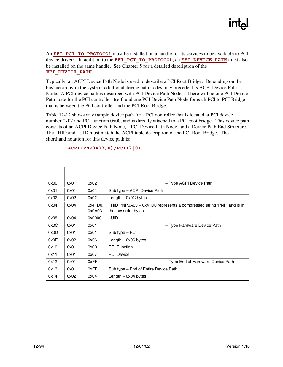 1 pci device paths | Intel Extensible Firmware Interface User Manual | Page 512 / 1084