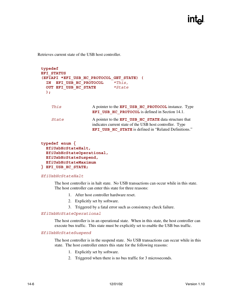 Efi_usb_hc_protocol.getstate(), Getstate(), Func | Intel Extensible Firmware Interface User Manual | Page 546 / 1084