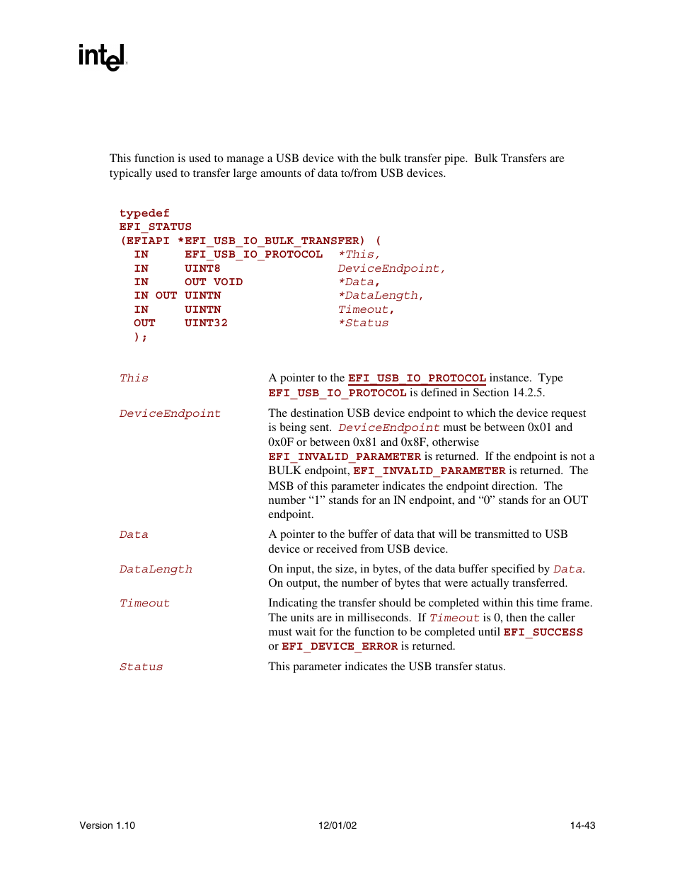 Efi_usb_io_protocol.usbbulktransfer(), Usbbulktransfer(), Func | Intel Extensible Firmware Interface User Manual | Page 583 / 1084