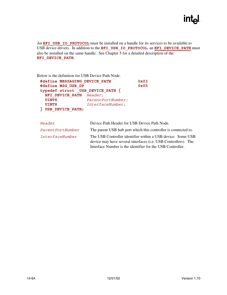 6 usb device paths, 1 usb device path node | Intel Extensible Firmware Interface User Manual | Page 604 / 1084