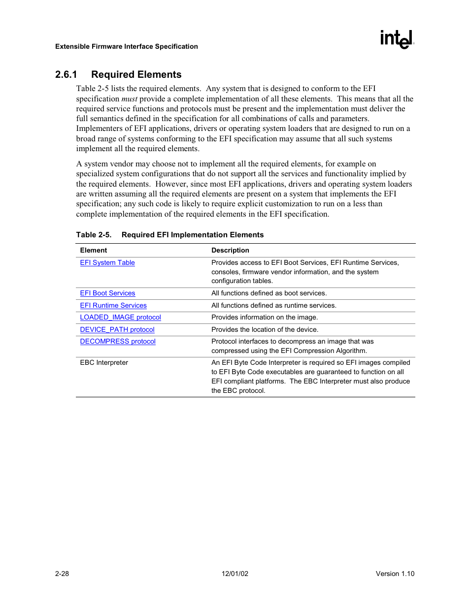 1 required elements | Intel Extensible Firmware Interface User Manual | Page 68 / 1084