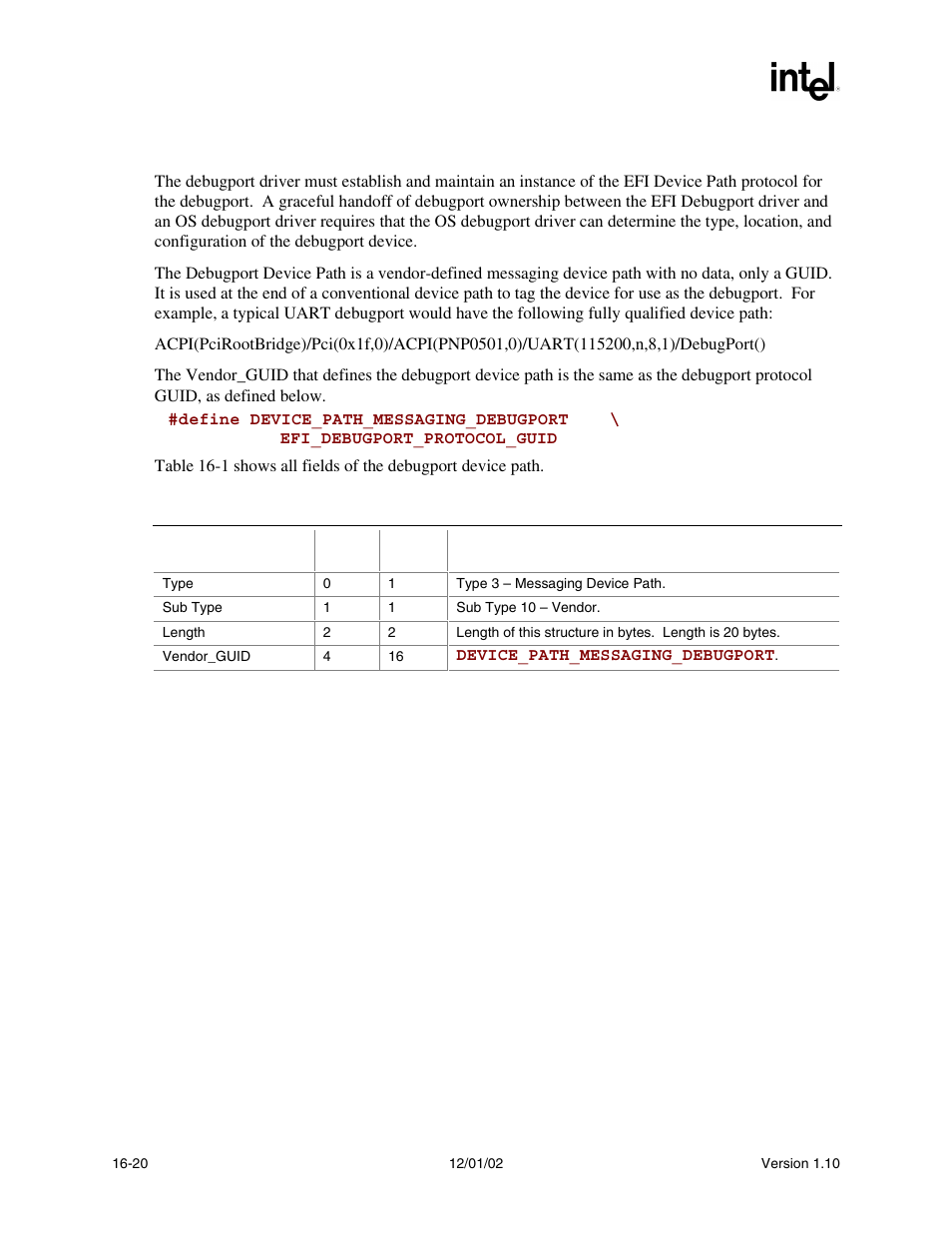 2 debugport device path | Intel Extensible Firmware Interface User Manual | Page 734 / 1084
