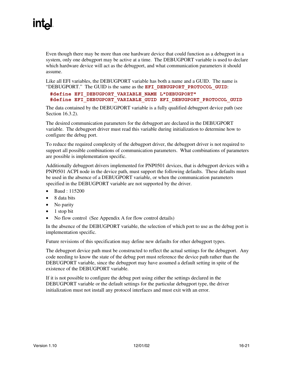 3 efi debugport variable | Intel Extensible Firmware Interface User Manual | Page 735 / 1084