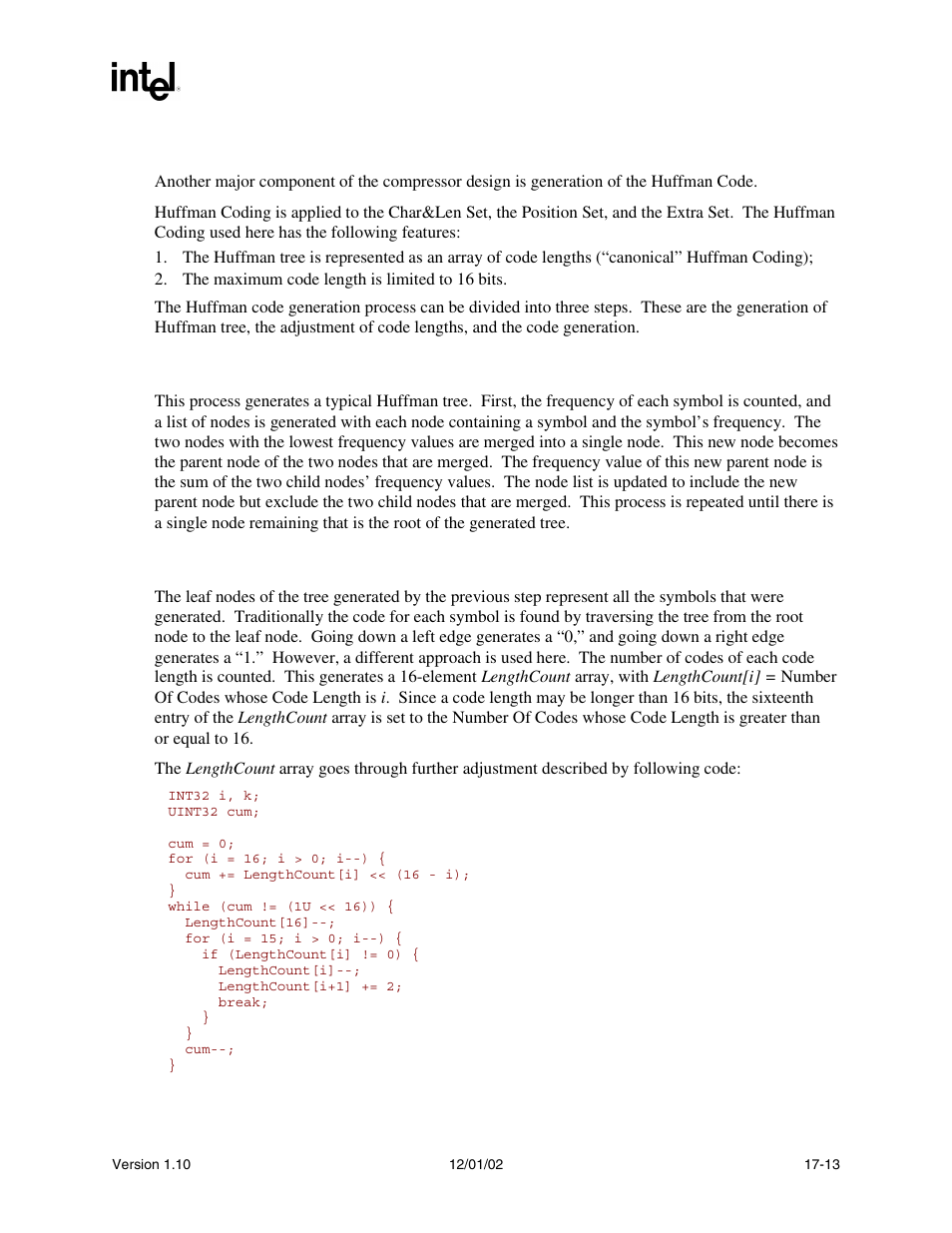 3 huffman code generation, 1 huffman tree generation, 2 code length adjustment | Intel Extensible Firmware Interface User Manual | Page 753 / 1084