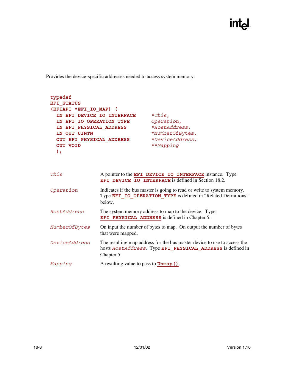 Device_io.map(), Map(), Func | Intel Extensible Firmware Interface User Manual | Page 768 / 1084