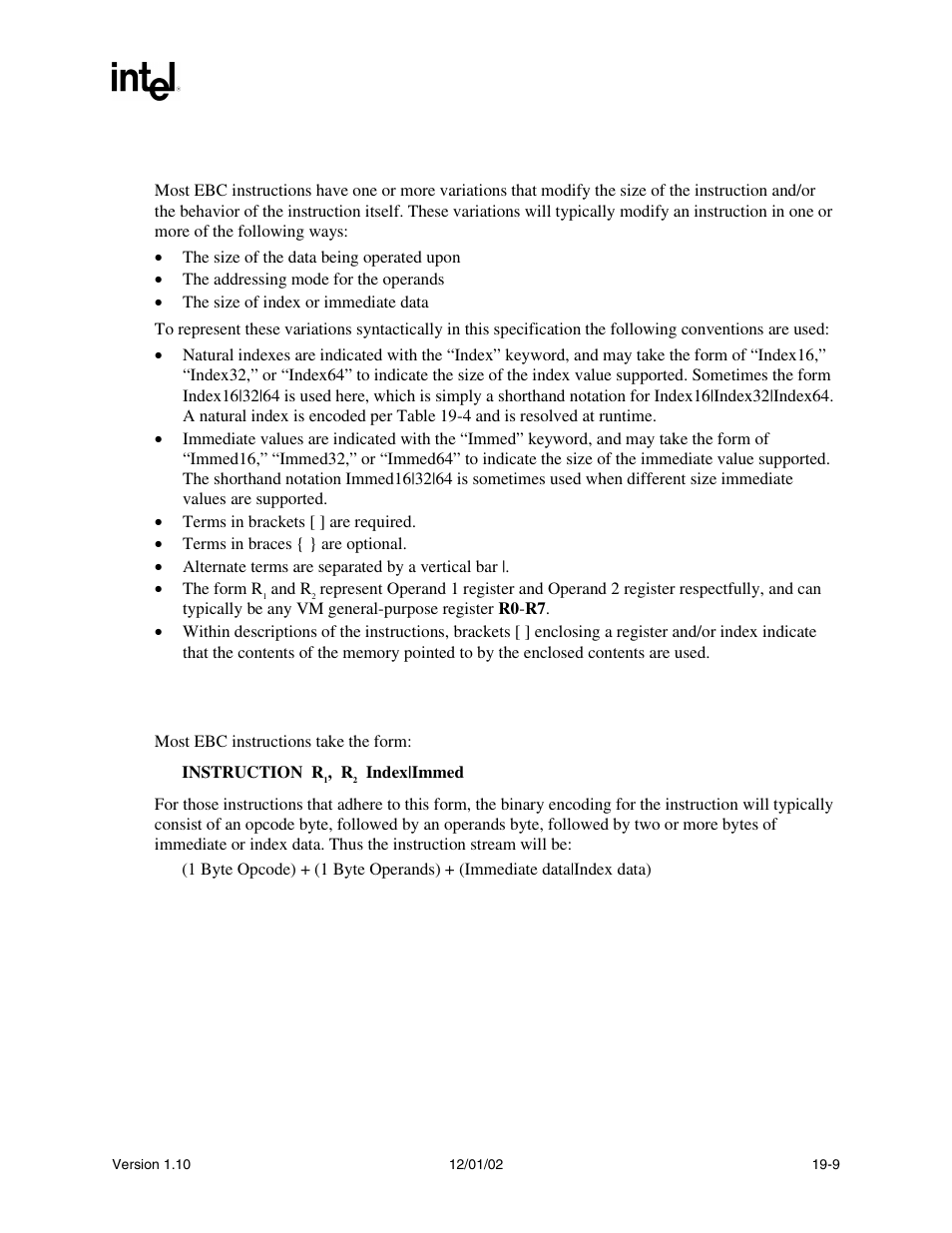 6 ebc instruction syntax, 7 instruction encoding | Intel Extensible Firmware Interface User Manual | Page 783 / 1084